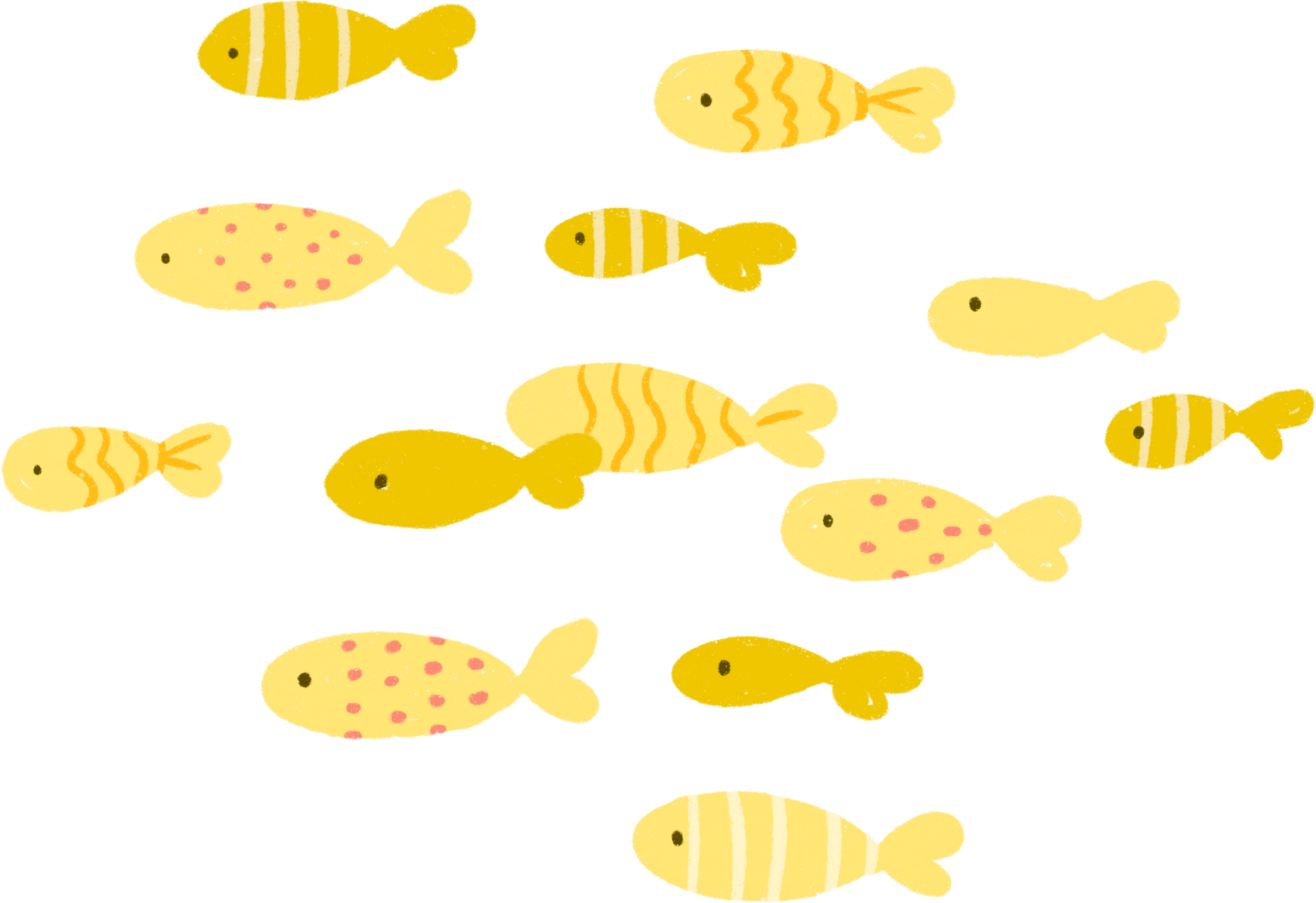 School of yellow fish with cute pattern